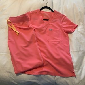 Figs scrubs neon pink